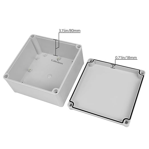 Junction Box，6.9"x 6.9"x 3.9" Outdoor Electrical Box with Mounting Plate, IP67 Dustproof Waterproof ABS Plastic Project Box, DIY Electrical Enclosure Gray (175x 175x 100 mm) - Image 3
