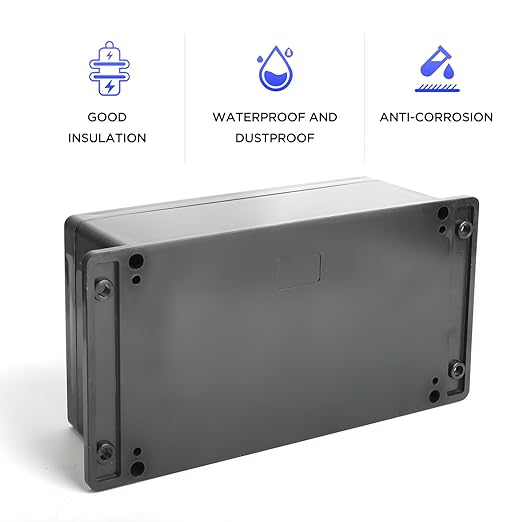 Electronic Project Box, IP65 Waterproof Dustproof ABS Plastic Junction Box- Indoor and Outdoor Electronics Cable Electrical Project Boxes (7.79 x 4.72 x 2.95 inch), Black - Image 5