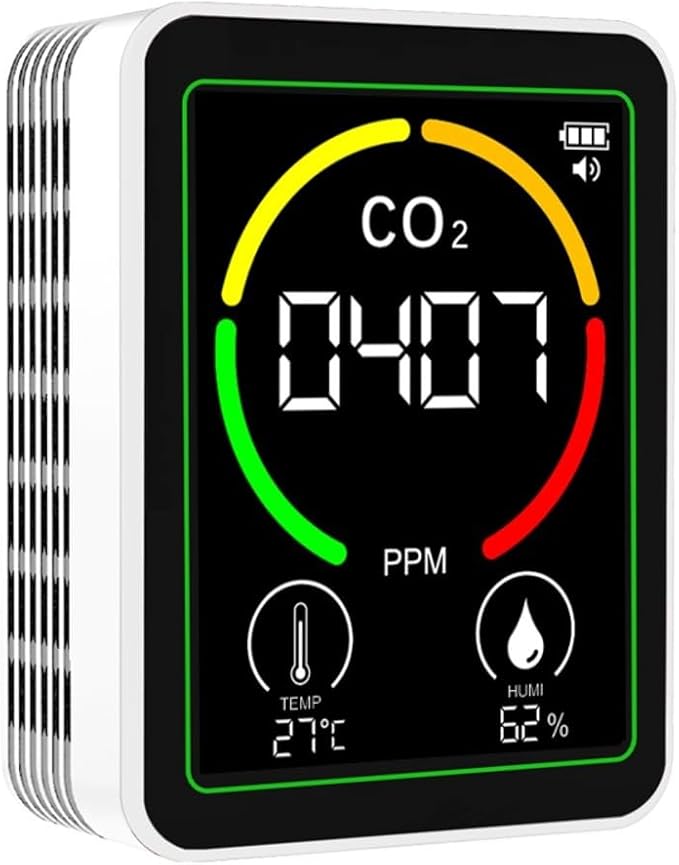 Air Quality Monitor Indoor-Portable Indoor Air Quality Meter, 3-in-1 Indoor Air Quality Monitor with Carbon Dioxide Detector, Temperature and Humidity Sensor, LCD Display(White) - Image 4