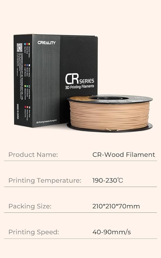 Creality Wood Filament PLA, 3D Printer Filament 1.75 mm, Smooth Silk Texture, Toughness, 1kg(2.2lbs)/Spool Printing Filament, for All FDM Printers (Wood) - Image 8