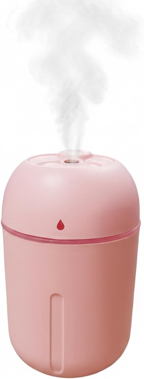 Mini USB Humidifier - Large Capacity, Ultra-Quiet 20dB, 2 Modes (Continuous/Intermittent) with Anti-Dry Burn & Night Light, Nano Mist for Room/Car/Office Desk (<10㎡) (Pink, 330ml) - Image 2