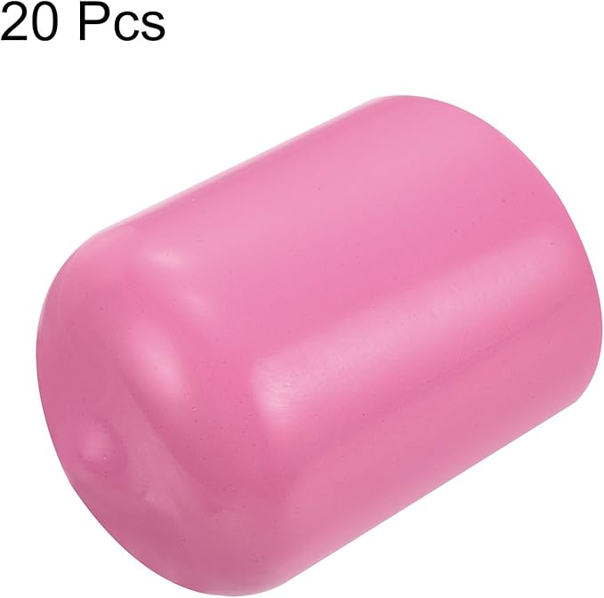uxcell 20pcs Rubber End Caps 17mm ID Vinyl PVC Round Tube Bolt Cap Cover Screw Thread Protectors Pink - Image 2