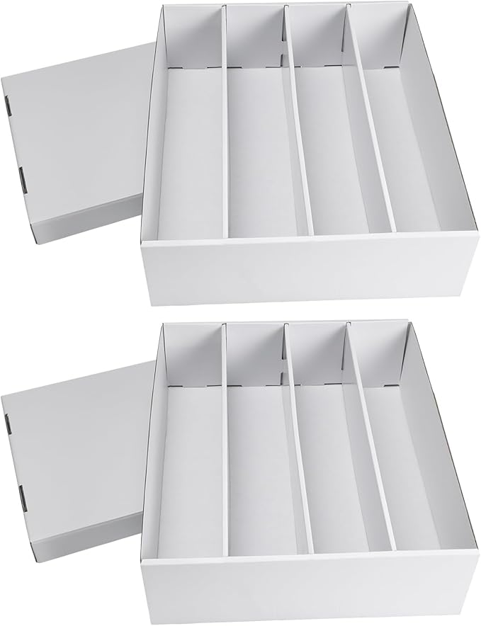 RLAVBL 2-Pack 3200 Count Trading Card Storage Box, 4 Row Cardboard Card Boxes with Dividers for Sports, MTG, TCG, Toploader by RLAVBL