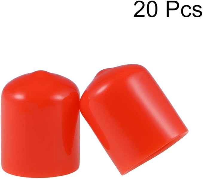 uxcell 20pcs Rubber End Caps 19mm ID Vinyl Round Tube Bolt Cap Cover Thread Protectors Red - Image 2