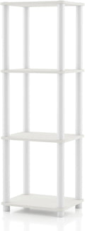 Homes: Inside + Out Apexa Modern 4-Tier Narrow Shelving Units, Collectibles Display Shelves, Easy Assembly Standing Shelf, Home Storage Organizer for Living Room, Bedroom, Office, White by HOMESInsideOut