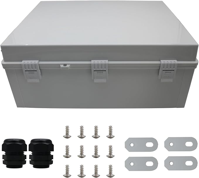 MAKERELE Large Outdoor Electrical Box Junction Plastic Waterproof Lockable IP67 Plastic Electric Box Enclosure with Hinged Cover with Mounting Plate and 1" NPT*2(19.7"*15.7"*7.9") by MAKERELE