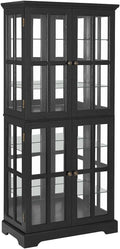 Lighted Glass Curio Cabinet with Lights & Adjustable Shelves,Curio Display Cabinet with Wood Frame & Glass Door,Corner Antique Display Case for Kitchen,Living Room,Office by Unknown