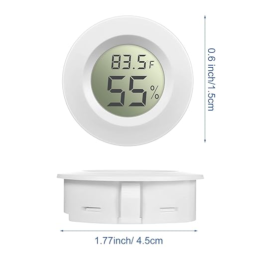 Weewooday 8 Pcs Mini Hygrometer Thermometer Round Digital Humidity Gauge Monitor Electronic Humidity Temperature Meter LCD Display Indoor Outdoor Hygrometer Thermometer for Home Kitchen (Black,White) - Image 2