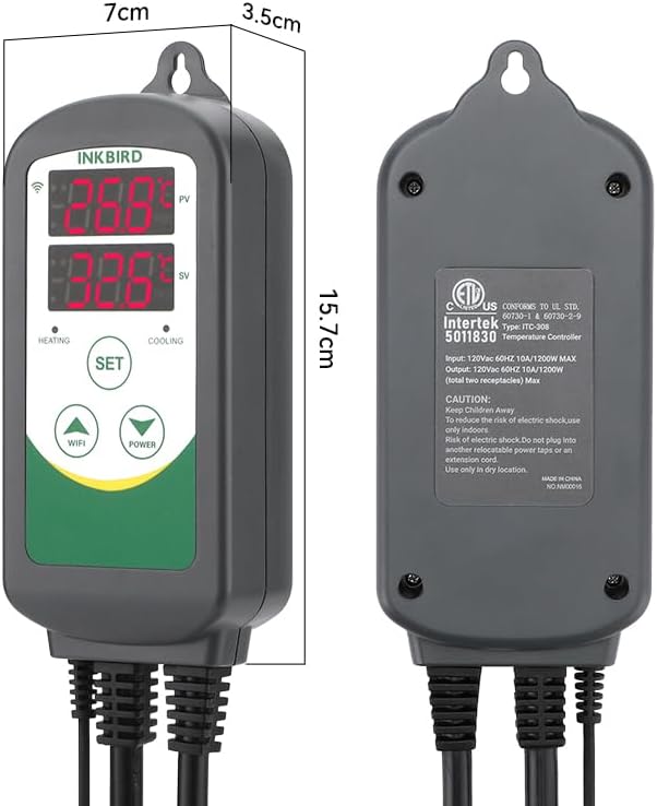 INKBIRD 2025 Updated WiFi Temperature Controller, Digital Thermostat with App Remote Control for Reptiles, Home Brewing, Fermentation, Breeding, Incubation and Greenhouse, Max 1100W (110V) - Image 5