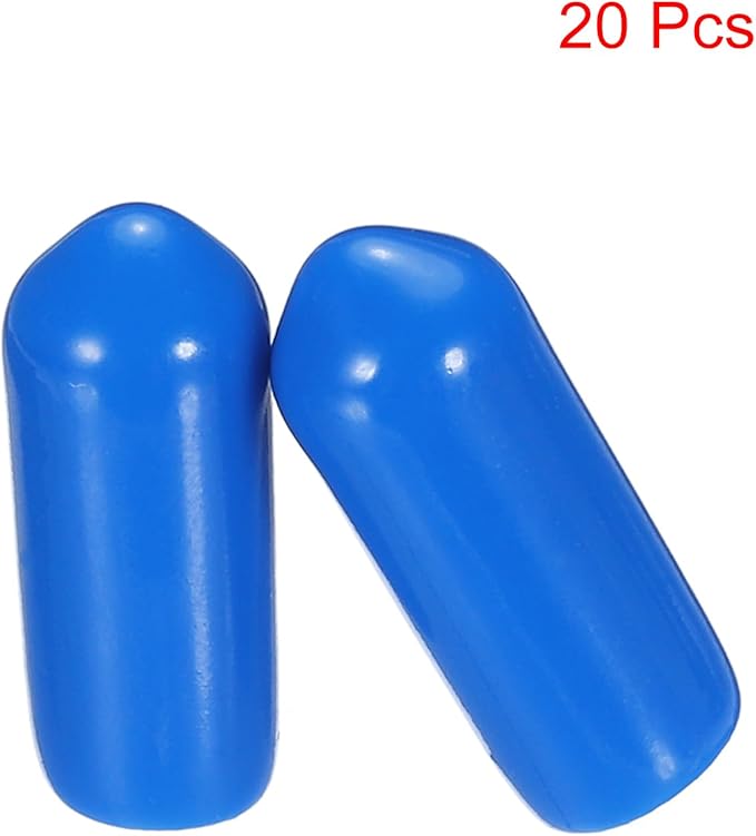 uxcell 20pcs Rubber End Caps 5.5mm ID Vinyl PVC Round Tube Bolt Cap Cover Screw Thread Protectors Blue - Image 2
