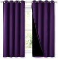 NICETOWN Extra Long Truly Blackout Drapes for Hall and Villa, 46-inch Width Each Panel, 45-inch Length, Royal Purple, 2 Pieces, 100% Blackout Window Curtains with Black Lined for Night Shift Worker by NICETOWN