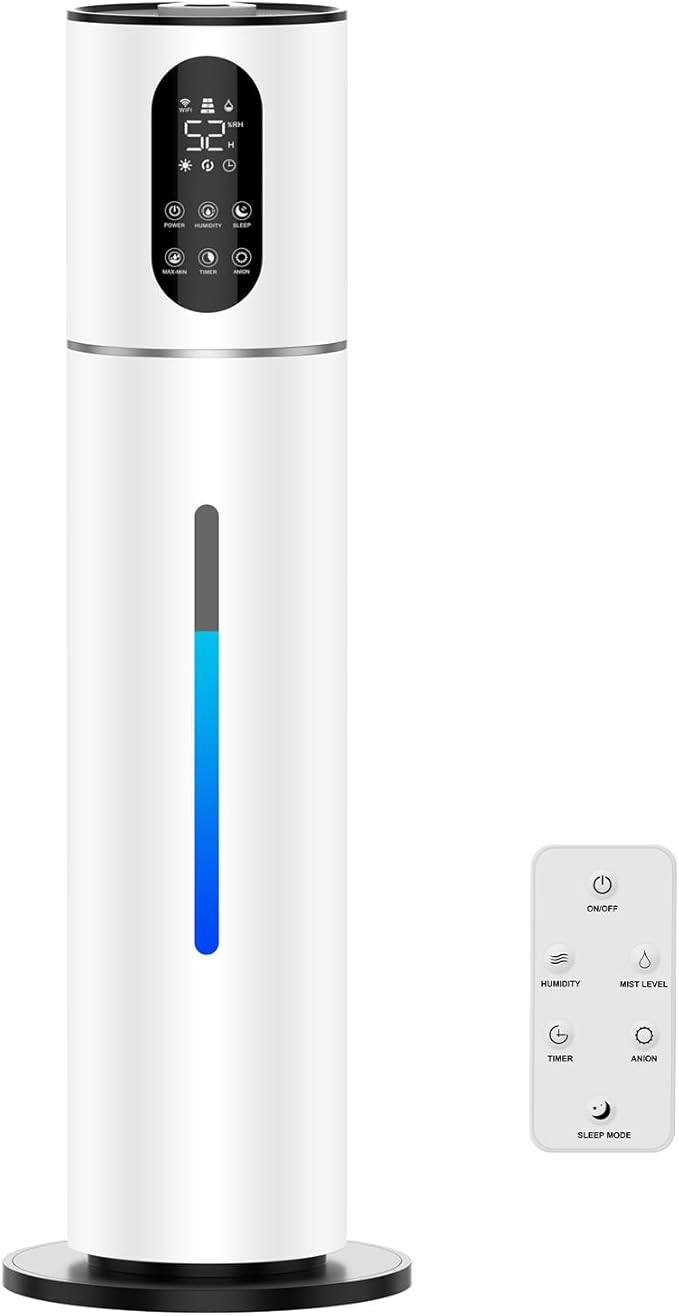 7.8L Smart Humidifier Large Room,2.1Gal humidifier for bedroom with Timer, 360°Nozzle, Top Fill Whole House Cool Mist Quiet Humidifiers for Plants Baby Kids Adults Office (White) by Fierscial