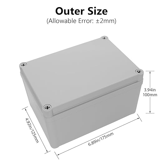 LeMotech Junction Box IP67 Waterproof Dustproof ABS Plastic Project Box for Electrical Outdoor Enclosure Gray 6.9 x 4.9 x 3.9 inch (175 x 125 x 100 mm) - Image 2