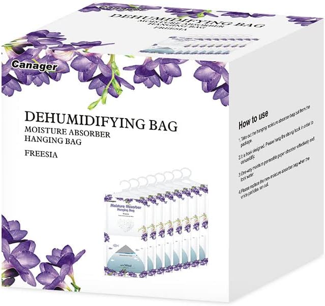 CANAGER Hanging Moisture Absorber, Freesia Moistureproof Hanging Bag，Dehumidifier Bag (8 packs) Hanging Closet Dehumidifier Bags, Moisture Absorb 12.5 oz - Image 2