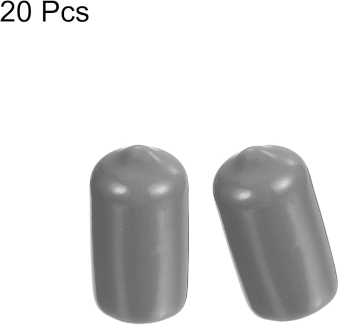 uxcell 20pcs Rubber End Caps Protective Caps 11mm ID Vinyl PVC Round Tube Bolt Cap Cover Screw Thread Protectors, Light Grey - Image 2