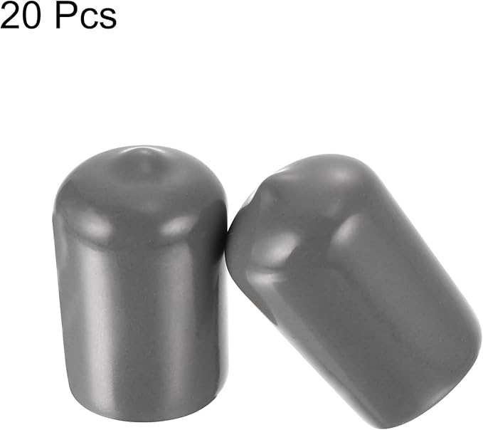 uxcell 20pcs Rubber End Caps 17mm ID Vinyl PVC Round Tube Bolt Cap Cover Screw Thread Protectors Dark Grey - Image 2