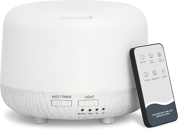 300ML Essential Oil Diffuser, Cool Mist Air Aromatherapy Oil Diffuser with Remote Control, 8 Hour Quiet Home Diffuser, 7 LED Light Colors, Timer,for Small Rooms Bedrooms. by SPLITSKY