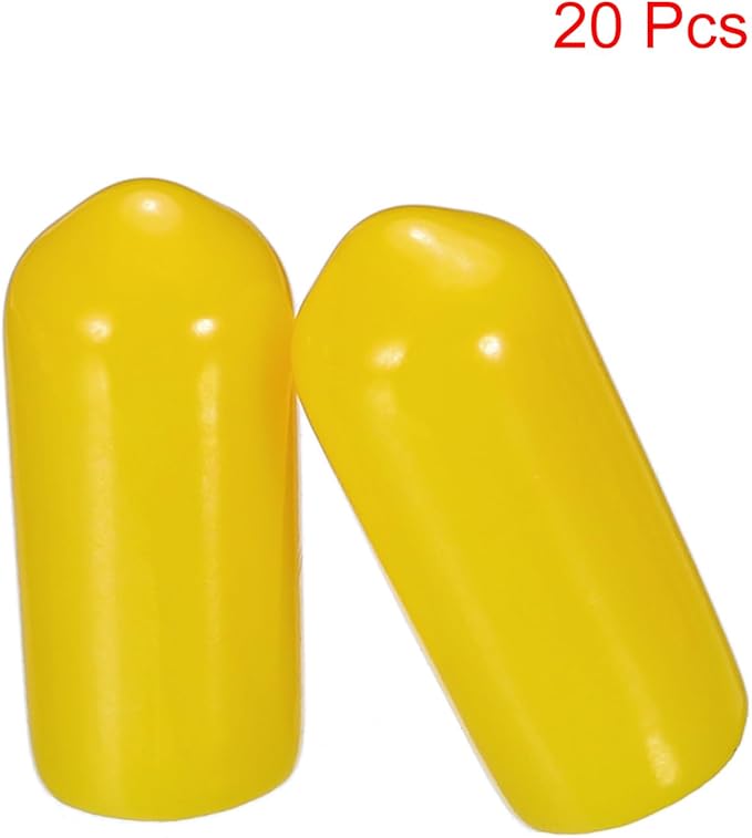uxcell 20pcs Rubber End Caps 6mm(1/4") ID Vinyl PVC Round Tube Bolt Cap Cover Screw Thread Protectors Yellow - Image 2