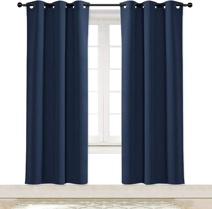NICETOWN Bedroom Window Blackout Curtain Panel - Thermal Insulated Blackout Room Darkening Drape/Drapery (Navy, 1 Panel, 42 x 72 inch) by NICETOWN