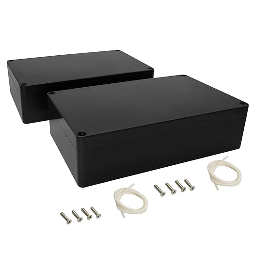 LeMotech Project Box ABS Plastic Junction Box IP65 Waterproof Hobby Box Electrical Boxes Universal Enclosure for Electronic Black 7.8 x 4.7 x 2.2 inch(200x120x56mm)（Pack of 2 by LeMotech