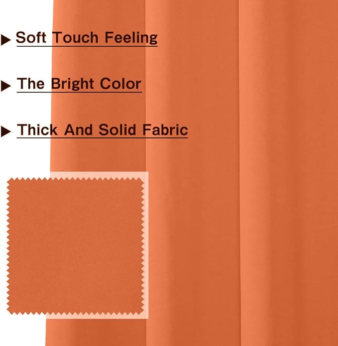 MYSKY HOME Burnt Orange Door Curtains for Doorway Blackout Closet Curtains for Living Room Thermal Insulated Room Darkening Grommet Window Drapes for Bedroom, 1 Curtain Panel, 52 x 72 Inch, Orange - Image 3