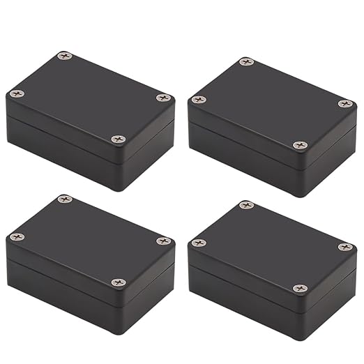 Junction Box, Zulkit Project Box IP65 Waterproof Outdoor Box ABS Plastic Electrical Boxes Electronic Enclosure Black 3.27 x 2.28 x 1.30(Pack of 4) by Zulkit
