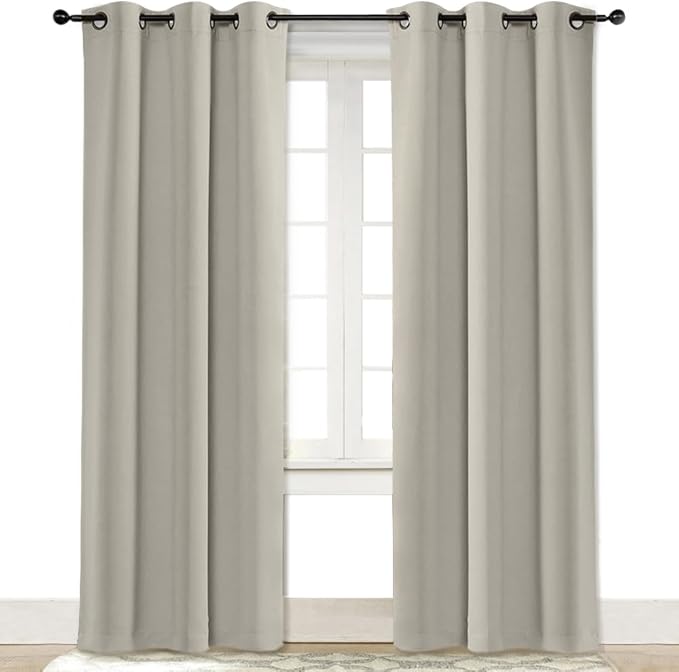 NICETOWN Curtain Blackout Drape Panel, Single Panel, 34 x 84 inch, Natural, 3 Pass Microfiber Noise Reducing Thermal Insulated Window Drapery with Grommet by NICETOWN