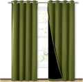 NICETOWN 100% Blackout Curtain Set, Thermal Insulated & Energy Efficiency Window Draperies for Guest Room, Full Shading Panels for Shift Worker and Light Sleepers, Olive Green, 52W x 84L, 2 PCs by NICETOWN