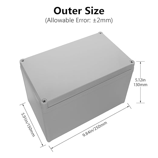 LeMotech IP67 Waterproof Junction Box ABS Plastic Project Box Dustproof Electrical Box Outdoor Enclosure for Electronics DIY Case Gray 9.8X 5.9X 5.1 inch(250mmx 150mmx 130mm) - Image 2
