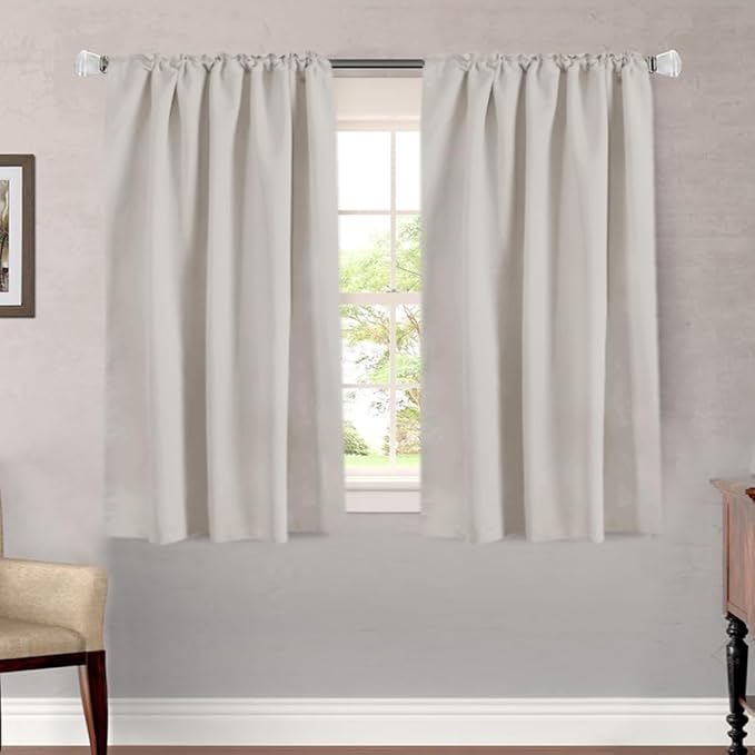 H.VERSAILTEX Blackout Curtains Thermal Insulated Window Treatment Panels Room Darkening Blackout Drapes for Living Room Back Tab/Rod Pocket Bedroom Draperies, 52 x 45 Inch, Stone, 2 Panels - Image 2