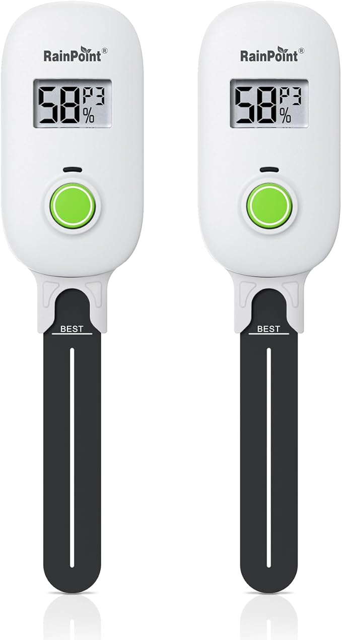 RAINPOINT Smart Digital Wireless Plant Moisture Meter Houseplant Indoor,WiFi Hub Needed,Capacitive Probe,Leave-in Soil Hygrometer Sensor,Real-time Monitor Outdoor Greenhouse Gardening(Two-Pack Set) by RainPoint