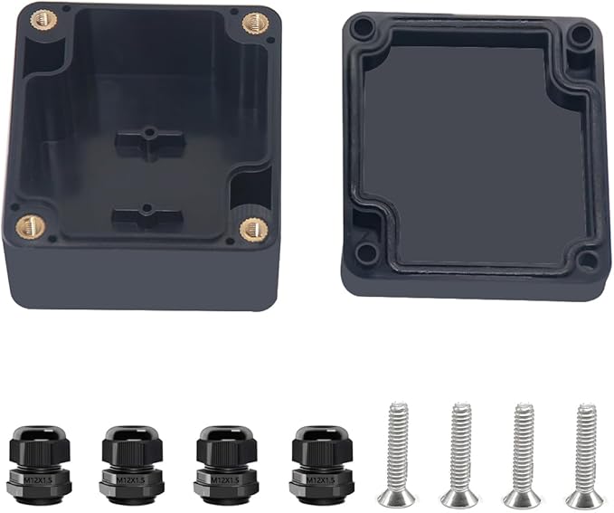 Project Box ABS Black Electrical Boxes IP67 Outdoor Waterproof Box Electronic Junction Box Power Enclosure with Cable Glands for DIY Project 2.5 x 2.3 x 1.38inch(63x58x35mm) by Otdorpatio