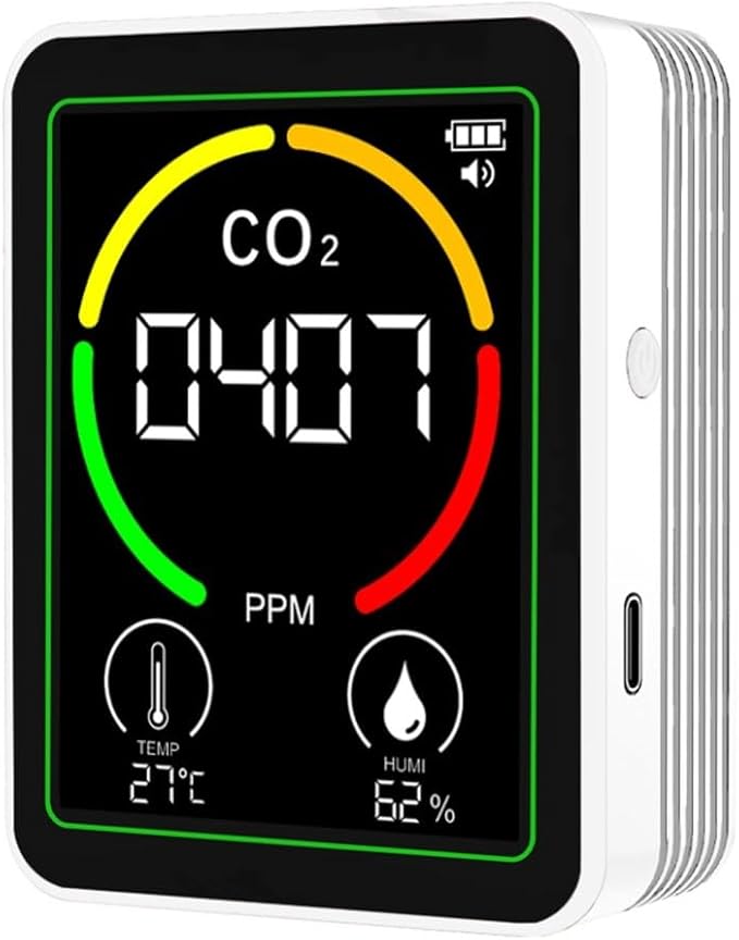 Air Quality Monitor Indoor-Portable Indoor Air Quality Meter, 3-in-1 Indoor Air Quality Monitor with Carbon Dioxide Detector, Temperature and Humidity Sensor, LCD Display(White) by Unknown