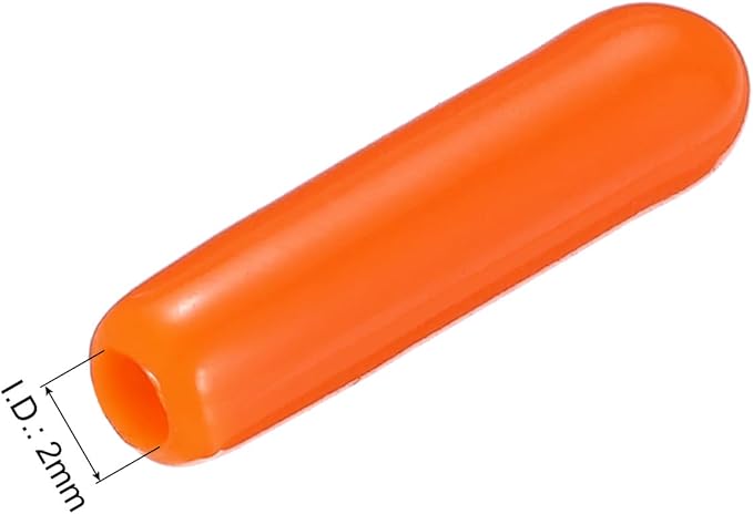 uxcell 20pcs Rubber End Caps 2mm(1/16") ID Vinyl PVC Round Tube Bolt Cap Cover Screw Thread Protectors,Orange - Image 3