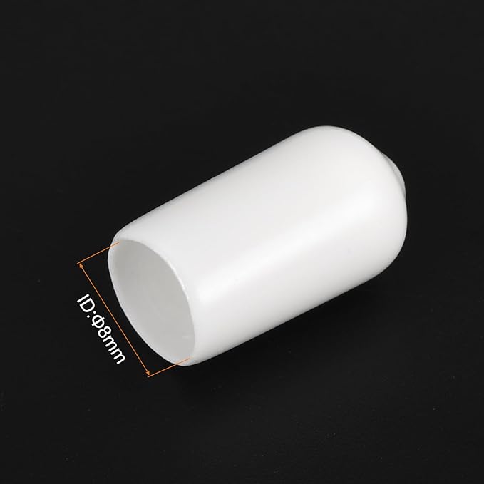 uxcell 20pcs Rubber End Caps 8mm(5/16") ID Vinyl Round End Cap Cover Screw Thread Protectors White - Image 3