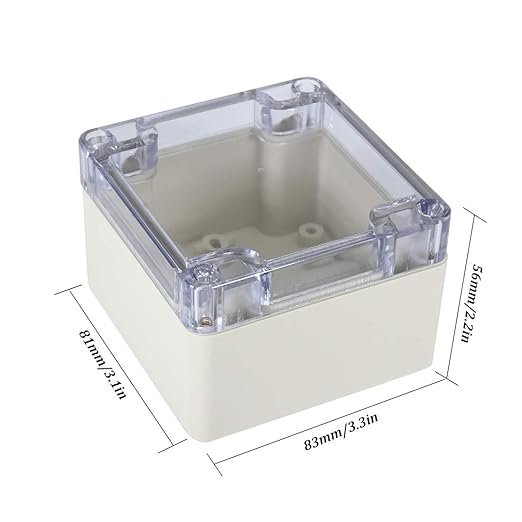ABS Plastic Junction Box, Dustproof Waterproof IP65 Electrical Box - Universal Project Enclosure Grey, with PC Transparent/Clear Cover 3.3"x3.2"x2.2"(83mm x 81mm x 56mm) - Image 2