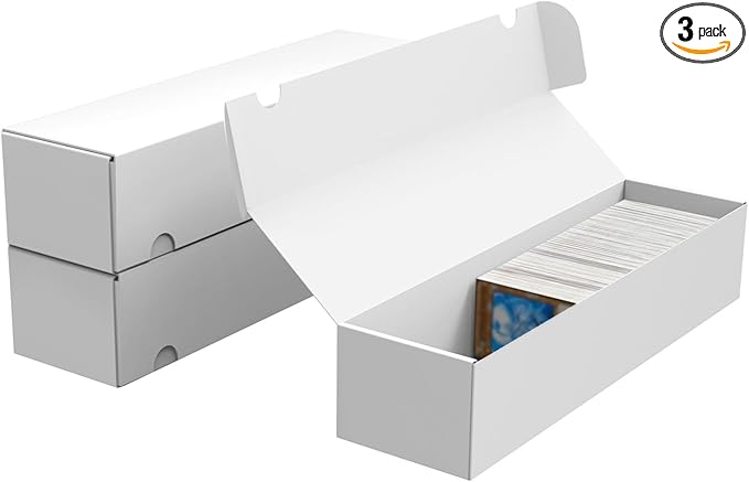 Trading Card Storage Box, 3-Pack 1100 Count White Corrugated Cardboard Bulk Sports Storage Box for TCG/Magic/Mtg Basketball Cards, Collectible Trading Cards by XRACV