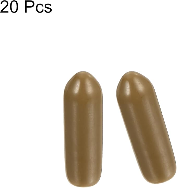 uxcell 20pcs Rubber End Caps 3.5mm(1/8") ID Vinyl PVC Round Tube Bolt Cap Cover Screw Thread Protectors Light Brown - Image 2