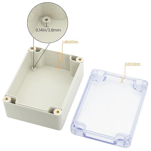 LeMotech ABS Plastic Junction Box, Dustproof Waterproof IP65 Electrical Box - Universal Project Enclosure Grey, with PC Transparent/Clear Cover 4.53 x 3.54 x 2.16 inch (115 x 90 x 55 mm) - Image 4