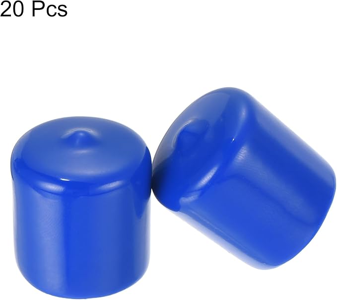 uxcell 20pcs Rubber End Caps 25mm ID Vinyl Round Tube Bolt Cap Cover Screw Thread Protectors Blue - Image 2