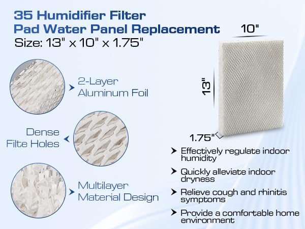 4 Pack 35 Water Panel Humidifier Filter Replacement 10" x 13" - Compatible with April.aire Humidifier 300 350 360 560 560A 568 600 600A 700 700A 700M 760 760A 768 April.aire Whole House Humidifier - Image 2