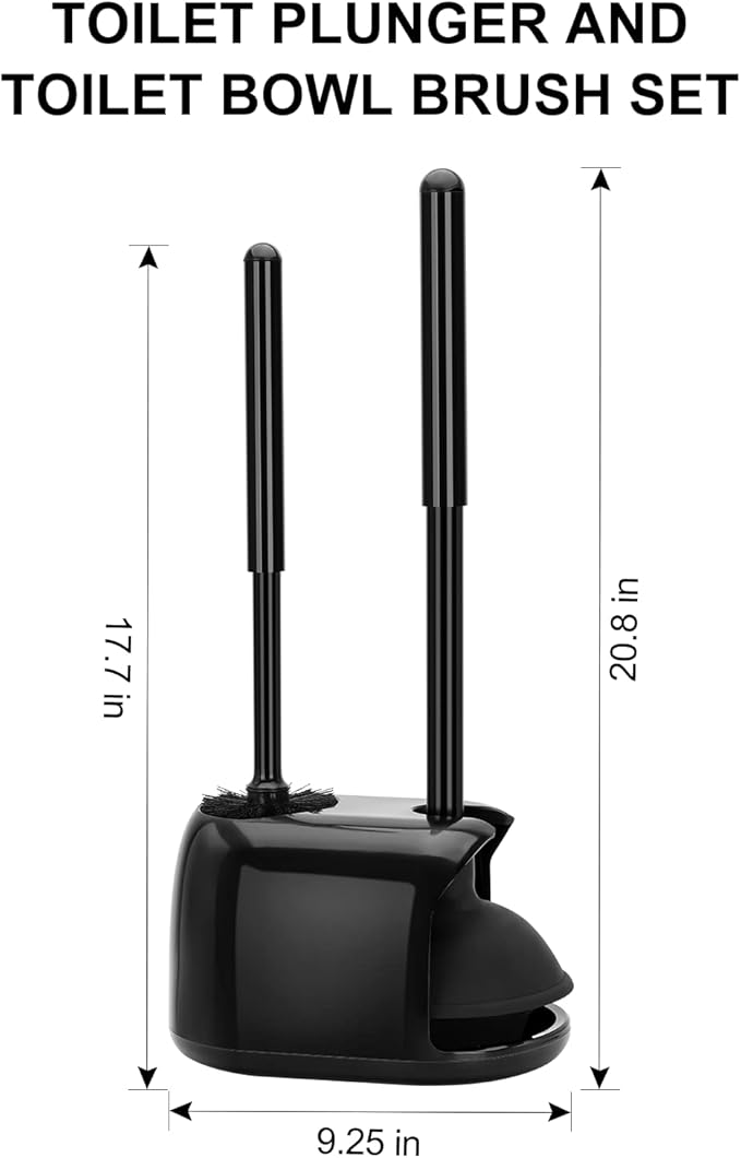SetSail Toilet Brush and Plunger Set, 3 Pack Toilet Plungers for Bathroom with Holder Heavy Duty Toilet Bowl Brush and Holder Hidden for Deeply Cleaning - Black - Image 2