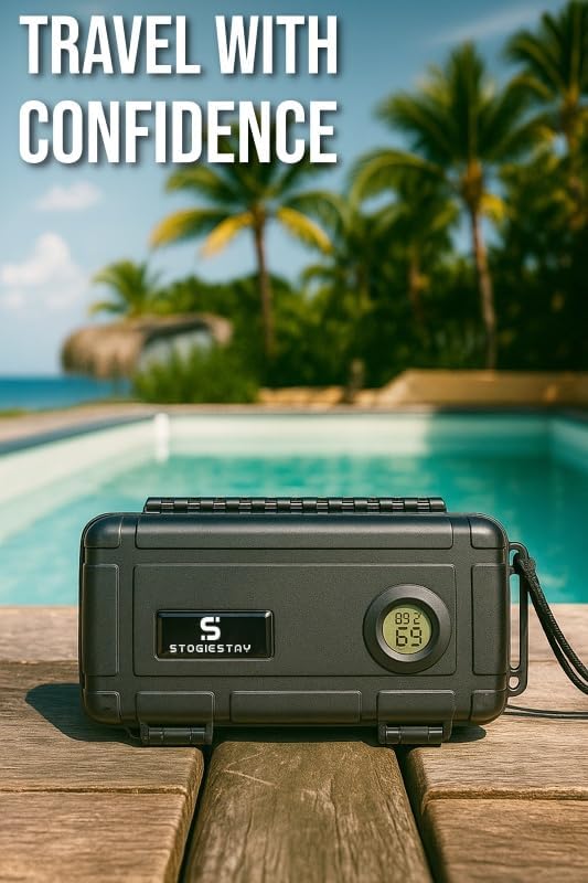 StogieStay Travel Humidor for Cigars – Digital Hygrometer, Airtight & Waterproof Case Holds Up to 5 Cigars (60 Ring Gauge) – Portable Cigar Storage, Protective Foam Insert, Premium Gift - Image 4