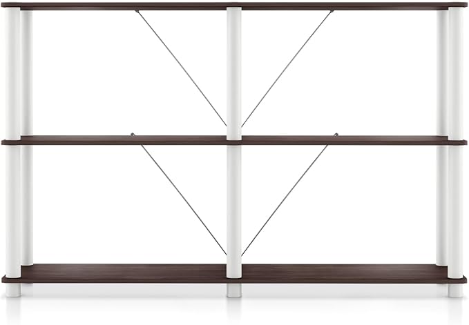 Homes: Inside + Out Apexa Modern 3-Tier Extra Wide Shelving Units, Collectibles Display Shelves, Easy Assembly Console Table, Home Storage Organizer for Living Room, Bedroom, Office, Espresso - Image 11