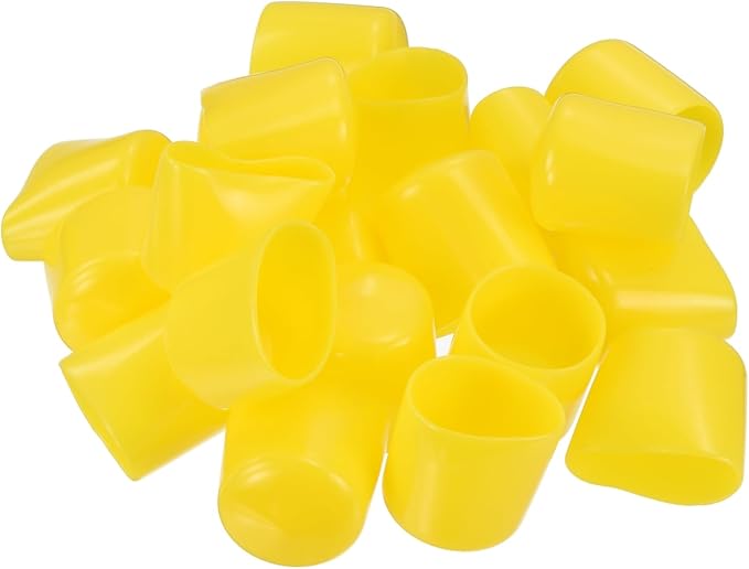 uxcell 20pcs Rubber End Caps 29mm(1 1/8") ID Vinyl PVC Round Tube Bolt Cap Cover Screw Thread Protectors Yellow - Image 4