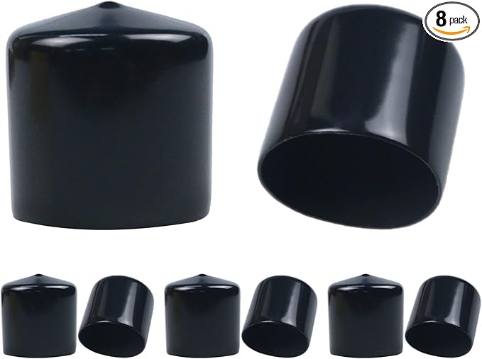 Acocony 1 3/4 Inch Rubber Cap Round Rubber End Caps PVC Flexible Protector Plastic Plugs for Round Holes Black Pack of 8 by Acocony
