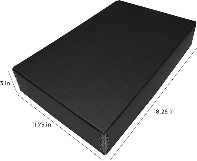 Lineco Museum Archival Storage Box, 11.75x18.25x3 in. Drop Front Design. Acid-Free with Metal Edge. Organize Photos, Pictures, Prints, Documents, Crafts, DIY. Black, 2Pack - Image 2