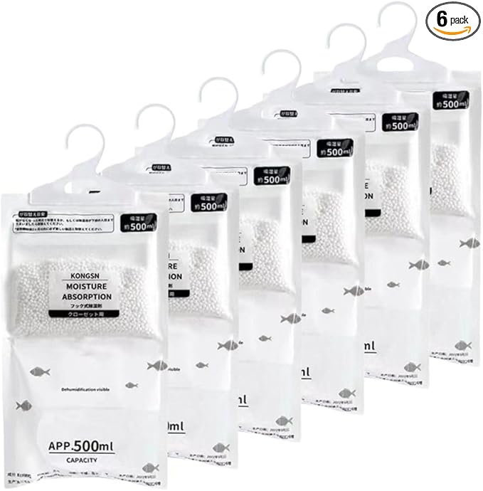 Moisture Absorbers Packets, Dehumidifier Bags, Hanging Moisture Absorber Bag, Humidity Packs,Closet Dehumidifier,Unscented Desiccant in Wardrobes, Bedrooms, Bathrooms,Kitchen(6 pack) by Unknown