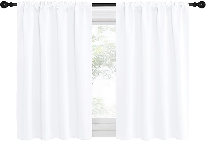 NICETOWN RV Curtains for Camper & Kitchen Windows, Light Filtering Curtains & Drapes for Small Windows (34" Wide x 36" Long, White, 1 Pair) - Image 2