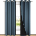 NICETOWN Blackout Curtains 80 inches Long, 2 Pieces, 42" Wide Each Panel, Smoky Blue, Full Light Blocking Drapes with Black Liner for Nursery, Thermal Insulated Draperies for Hall, Villa by NICETOWN